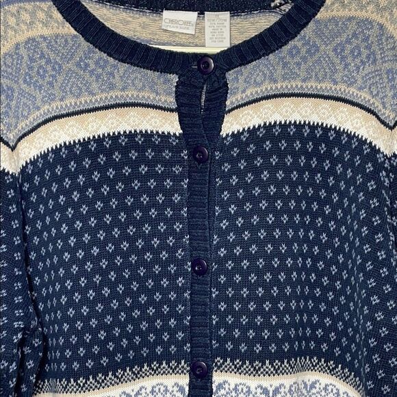 Cherokee Women's Navy Patterned cardigan Sweater - Picture 3 of 7